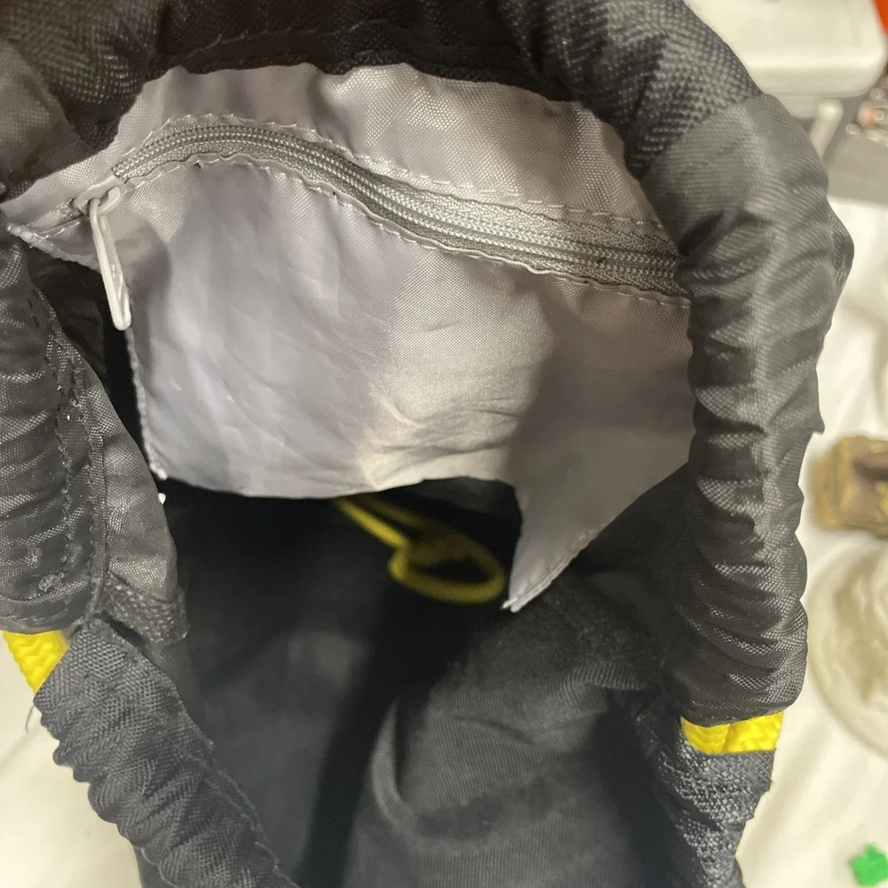 Adidas Drawstring Gym Sack with‎ Zip Pockets and Mesh Panel Black With Yellow